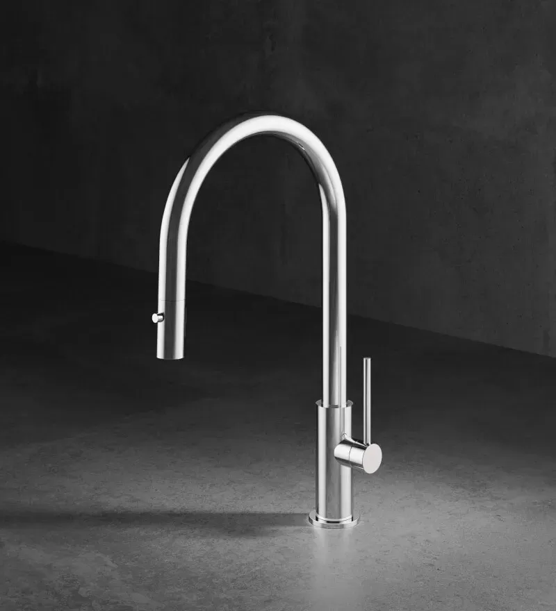 MGS MILANO Spin D Einhebel-Küchenmischer mit Ausziehauslauf - titanium