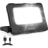 MEIHUA 60W LED Arbeitsstrahler Akku 10000mAh LED Baustrahler Wasserdicht Tragbare USB Wiederaufladbare Solar Campinglampe 4 Lichtmodi 5 Helligkeiten für Baustelle, Werkstatt, Camping, Notfall