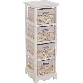 Mendler Regal Kommode mit 4 Korbschubladen 74 x 25 x 28 cm Weiß