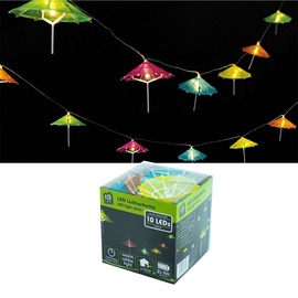 MARELIDA LED Lichterkette - 10 bunte Sonnenschirmchen - warmweißen LED - L: 1,35m - Batterie