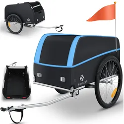 KESSER® Fahrradanhänger Lastenanhänger Transportanhänger Hochdeichsel mit Kupplung, Inkl. Abdeckung  Klappfunktion Hochdeichsel Anhänge für Fahrrad Transportbox mit 120 Liter Max. 40 kg
