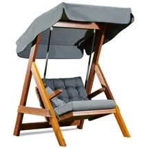 Casa Padrino Luxus Hollywood Schaukel Anthrazitgrau/Braun 3-Sitzer