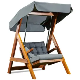 Casa Padrino Luxus Hollywood Schaukel Anthrazitgrau/Braun 3-Sitzer
