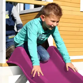 Axi Marc Spielhaus Braun - Weiß mit Lila Rutsche 212 x 432 x 293 cm