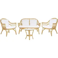 Beliani Sibari Loungeset 4-Sitzer Beige/Braun/Weiß