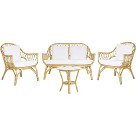Beliani Sibari Loungeset 4-Sitzer Beige/Braun/Weiß