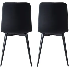 mcc direct Esszimmerstühle LEXI im 4er Set, mit Samtbezug & Metallbeinen, Designstuhl, Schwarz - Schwarz