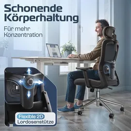 clouvou BrightSeat Bürostuhl Ergonomisch Schwarz