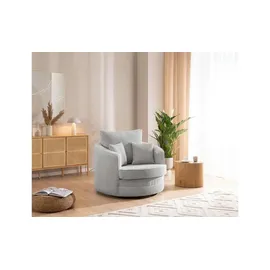 S-Style Drehsessel Ted Cord 107 x 94 x 0 cm Grau mit Kissen
