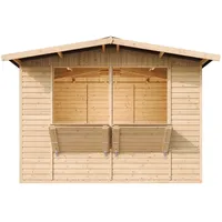 TIMBELA Marktbude Holz 3,36 x 2,63 m Beige