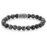 Rebel & Rose RR-80097-V-L Armband aus schwarzen Larvikit-Edelsteinen mit schwarzem Stahlverschluss Größe 19 cm