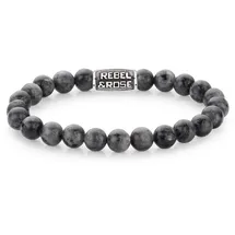 Rebel & Rose RR-80097-V-L Armband aus schwarzen Larvikit-Edelsteinen mit schwarzem Stahlverschluss Größe 19 cm