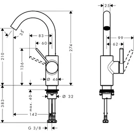 Hansgrohe Zesis S Einhandmischer Chrom