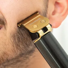 InnovaGoods Wiederaufladbarer Haarschneider T-Form, 3 Geschwindigkeiten, LCD-Display, Inkl. 6 Kämme & USB-C, Wasserdicht, Schwarz Golden, Kunststoff