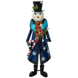 Europalms Schneemann mit Mantel, Metall, 150cm, blau