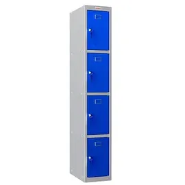 Phoenix Spind Locker blau, grau PL1430GBK, 4 Schließfächer 30,0 x 50,0 x 183,0 cm