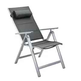 CASARIA Bern Gartenstuhl 57,5 x 69 x 111 cm silber/anthrazit gepolstert klappbar 2 Stück