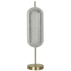 Licht-Erlebnisse Tischlampe WADEPOOL Dimmbar Messing Klar Metall Kunststoff 17W LED LE120776