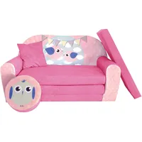 FORTISLINE - Kindersofa ausklappbar 100x60x50 cm - Kindersofa für Kinder 2in1 - Kindercouch ausklappbar - 2-Sitzer - Schlafcouch aus Schaumstoff + Hocker + Kissen - Viele Motive