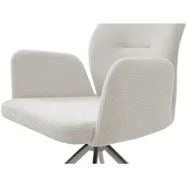 SalesFever Armlehnstuhl mit 180° Drehfunktion Strukturstoff Edelstahlgestell silber Creme