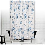 TEXTIL DUSCHVORHANG 240x200 BLAUE KREISE INKL. DUSCHRINGE WEISS BLAU HELLBLAU 240 x 200! SHOWER CURTAIN BLUE CIRCLES!