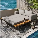 Flieks Gartenliege, Outdoor Doppelliege Schlafsofa Loungesessel Liegestuhl 150x140x55cm