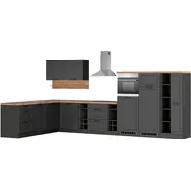 kochstation Winkelküche L-Form 240 cm grau