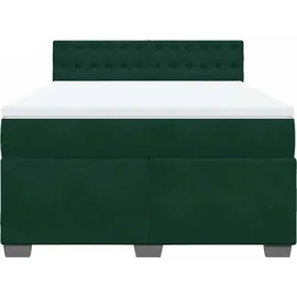 vidaXL Boxspringbett 140 x 200 cm Dunkelgrün