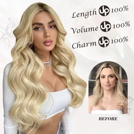 luxuskollektion Clip in Haarverlängerung 50CM Blond Wellig 6-teilig