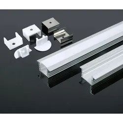 2 Meter Aluprofile Alu Schiene Profil LED Kanal  für LED Strip  Profil L mit Milchglas Abdeckung