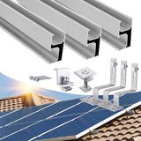 Solarmodul Halterung Ziegeldach Befestigungssystem, Alu Solarpanel Halterung Dachhaken Aluprofil Photovoltaik Montageset für 4 Module, Balkonkraftwerk Halterung Ziegeldach für Module 35MM Dicke