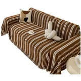 Refttenw Sofahusse Stretch-Sofabezug Jacquard Sofaüberwurf Rutschfest Abwaschbar braun