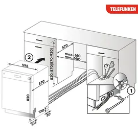 Telefunken GEU6014AI Unterbau-Geschirrspüler (Unterbau, 600 mm, Silber)