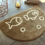 FCS Bathroom Badematte Badvorleger Halbrund Waschbar Badeteppich Weich Duschvorleger rutschfest Antibakteriell aus Mikrofaser, Maschinenwaschbar (Color : Brown, Size : 40x60cm)