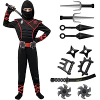 Spooktacular Creations Jungen Ninja Kostüm für Kinder mit Ninja Dolchen und Wurfsternen, Halloween Dress Up Party Karneval