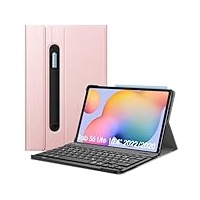 Fintie Tastatur Hülle für Samsung Galaxy Tab S6 Lite 10,4 Zoll 2024/2022/2020 Tablet - Keyboard Cover mit Magnetisch Abnehmbarer Deutscher Bluetooth Tastatur, Roségold