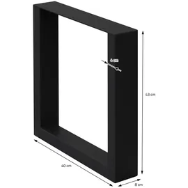 ECD Germany 2er Set Tischbeine 40x43 cm Schwarz, Stahl pulverbeschichtet, Industriedesign, Vierkantprofil, Metall 40x8x43 Esszimmer, Esstische, Tischsysteme