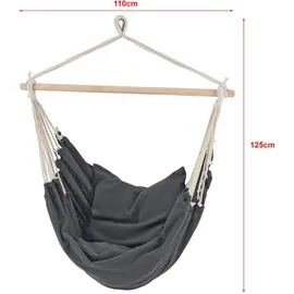 [en.casa] Hängesessel, Dunkelgrau Textil, 110x125x60 cm, Gartenmöbel, Hängesessel