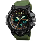 TONSHEN Herrenuhr Analog Quarz LED Elektronik Double Zeit Digitaluhr 50M Wasserdicht Outdoor Militär Multifunktional Alarm Datum Stoppuhr SportUhren (Grün)