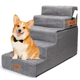 Nobleza Hundetreppe für Kleine Hunde, Hunderampe und Haustiertreppe mit Fusselrolle, 5 Stufen Katzentreppe und Hundetreppe für Bett Sofa