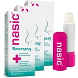 nasic Nasenspray mit dem Wirkplus| Abschwellendes & wundheilungsförderndes Schnupfenspray für Erwachsene & Schulkinder | Mit Xylometazolin & Dexpanthenol | Sparset 3 x 10 ml inkl. Lippenpflegestift