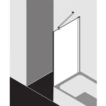 Kermi Pega Seitenwand vrekürzt neben Badewanne PETVO09016VYK 90x160cm, silber hochglanz ESG Opaco Clean, auf Duschwanne