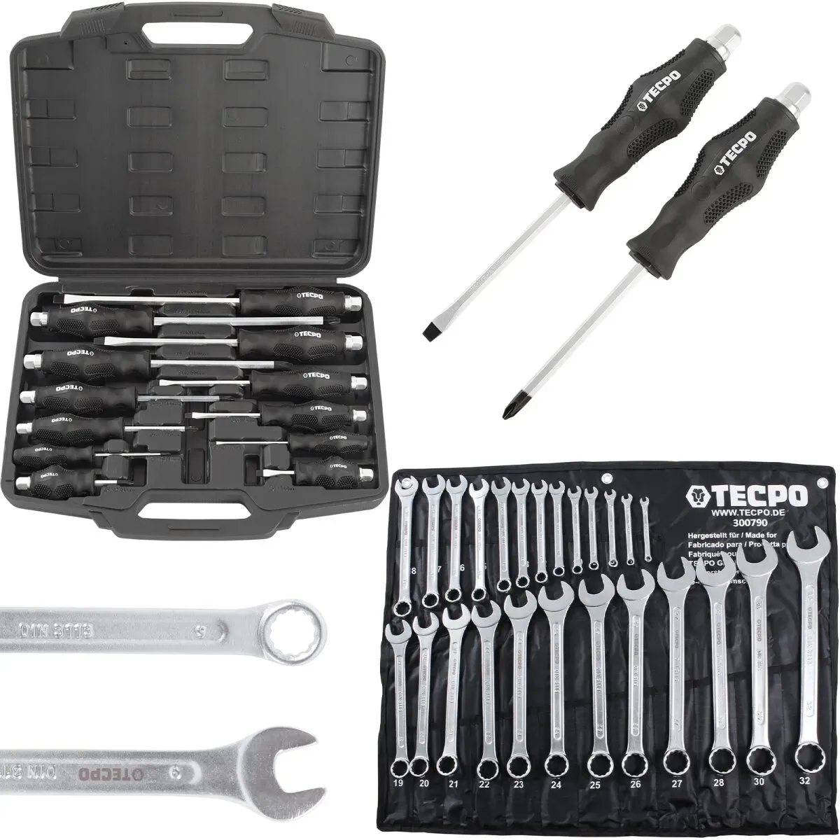 TECPO Maulringschlüssel-Satz + Schraubendreher-Satz