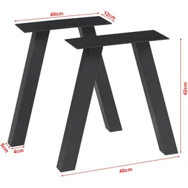 [en.casa] - Tischgestell 2er Set Mariager 42x40cm Schwarz