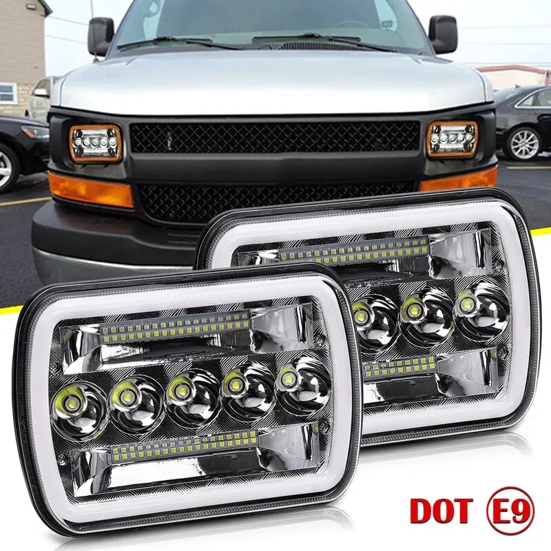 COLIGHT 7x 6 inch quadratisches LED-Scheinwerfer-Modul, DRL (Tagfahrlicht), 6000K Weiß, 3500K Amber, Blinker, für XJ/YJ (Auto, LKW, Gelände), IP68, 12–24V