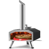Vevor Tragbarer Pizzaofen Outdoor 304,8 mm, Gas Holzpellets Holzkohle Pizzaofen, Edelstahl Pizzaofen, Max. 540 °C Holzpelletsschaufel & Pizzastein & Tragetasche – Premium Pizza Holzofen für Garten