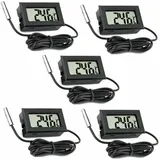 5er-Pack digitales LCD-Thermometer mit externer Sonde für Auto, Kühlschrank, Gefrierschrank, Aquarium