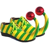 Agoky Halloween Clownschuhe PU-Leder Zirkus Lustige Schuhe Clown Performance Weihnachten Fasching Karneval Zubehör Größe: 38-44 Gelbgrün 44 - 44 EU