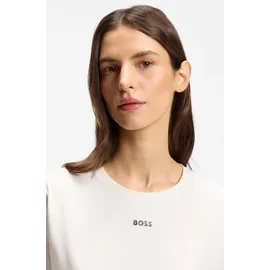 Boss T-Shirt "CI_T-Shirt", Damen, Gr. XS, weiß (open weiß 119), Single Jersey, Obermaterial: 95% Baumwolle, 5% Elasthan, unifarben, Basic, Basic normal, Rundhals, eingesetzt normaler Saum, Shirts T-Shirt, mit BOSS Logo-Schriftzug & Label