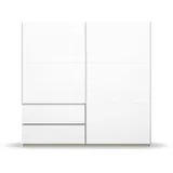 Rauch Möbel Sevilla Schrank Kleiderschrank Schwebetürenschrank Weiß, Griffleisten alufarbig, 2-türig, inkl. 2 Kleiderstangen, 2 Einlegeböden BxHxT 218x210x59 cm